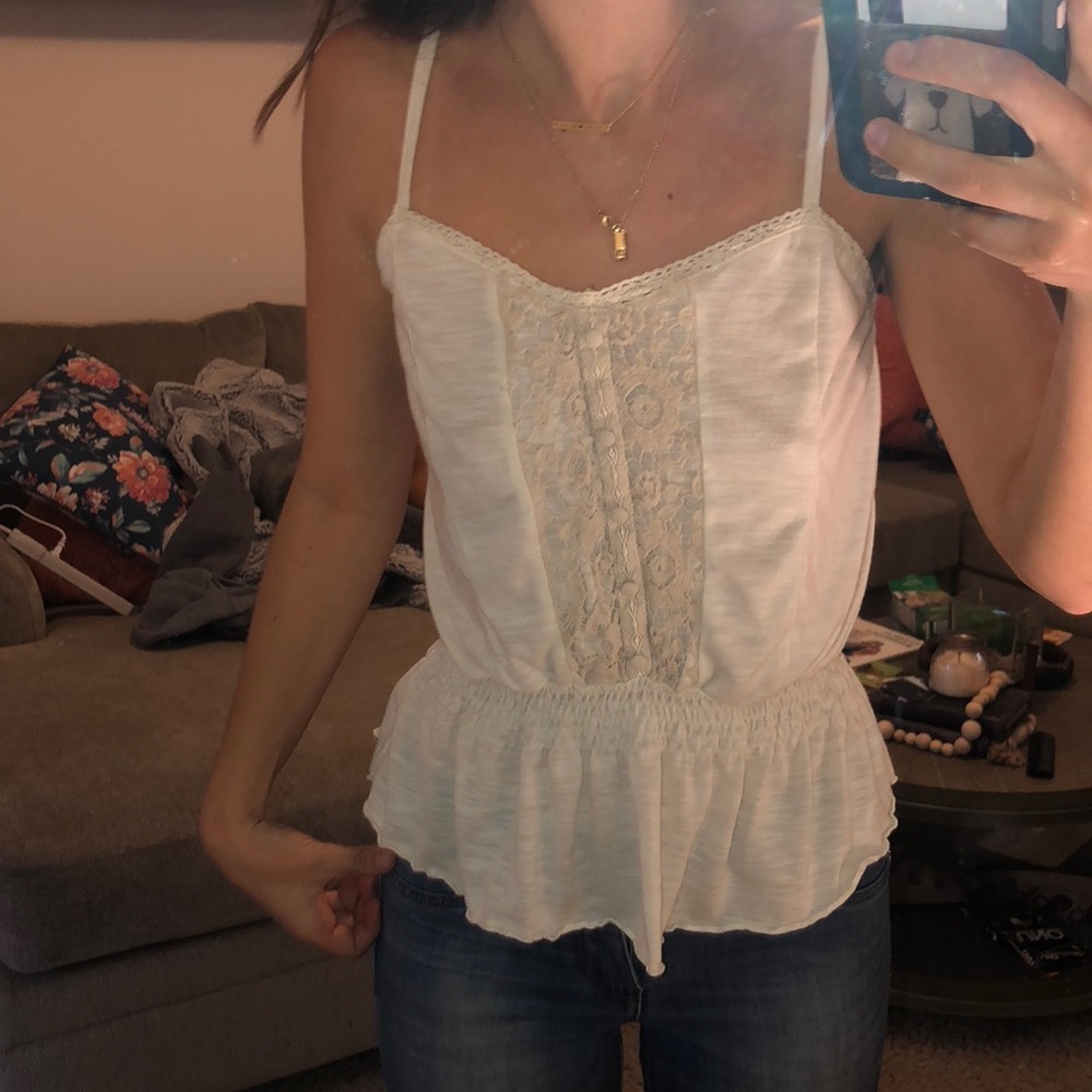 Off white tank top with detailing